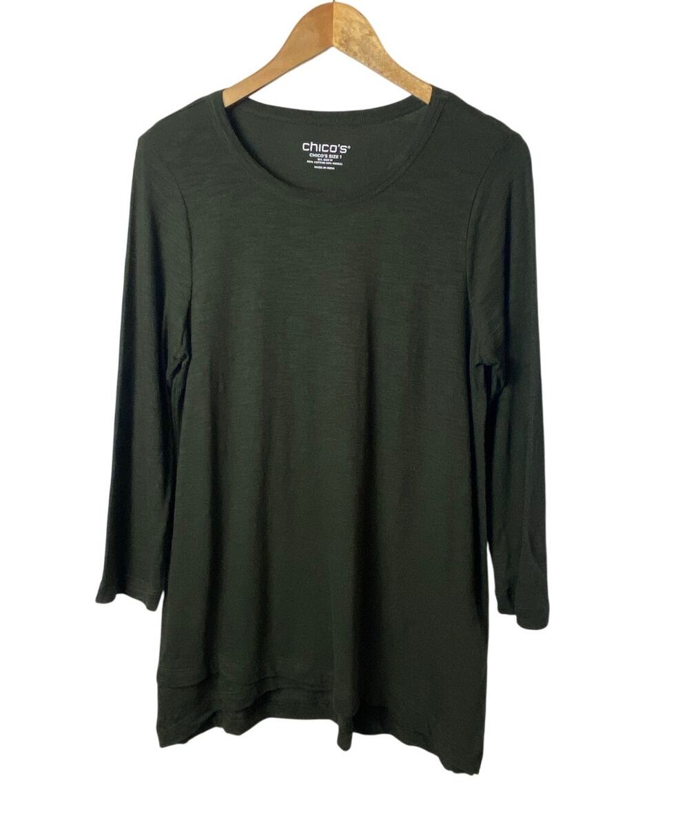 Forrest Green Long Sleeve Cotton/Modal Closet Staple T-shirt Women's Size Medium